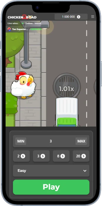 Écran d'accueil de l'application Chicken Road 2