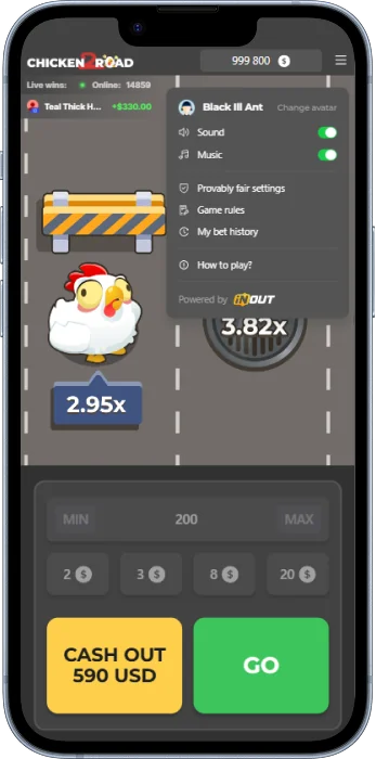 Menu principal de l'application Chicken Road 2